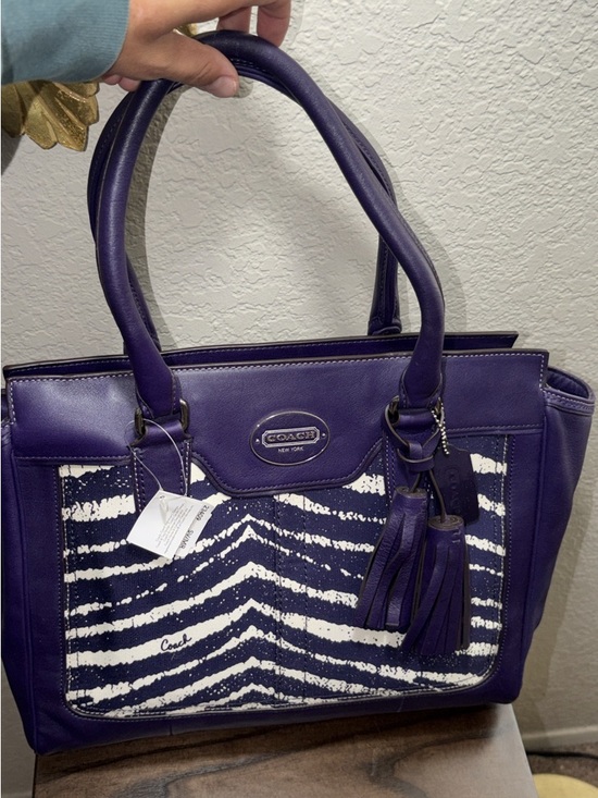 Coach Handbags - Coach Legacy Zebra Print Medium Carryall Bag